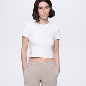 Pangaia Womens Cropped T-Shirt—Off-White