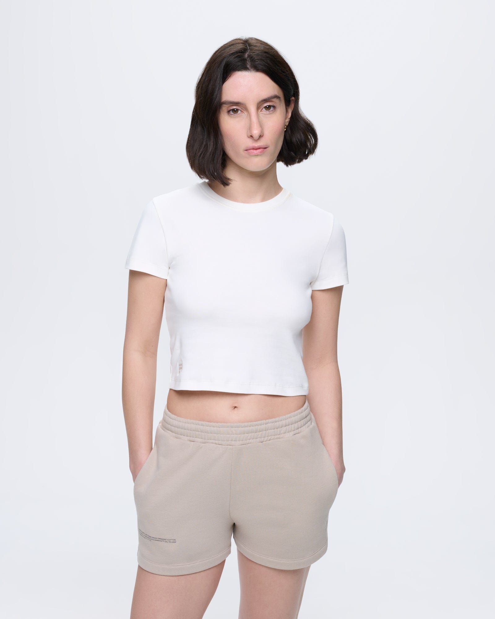 Pangaia Womens Cropped T-Shirt—Off-White