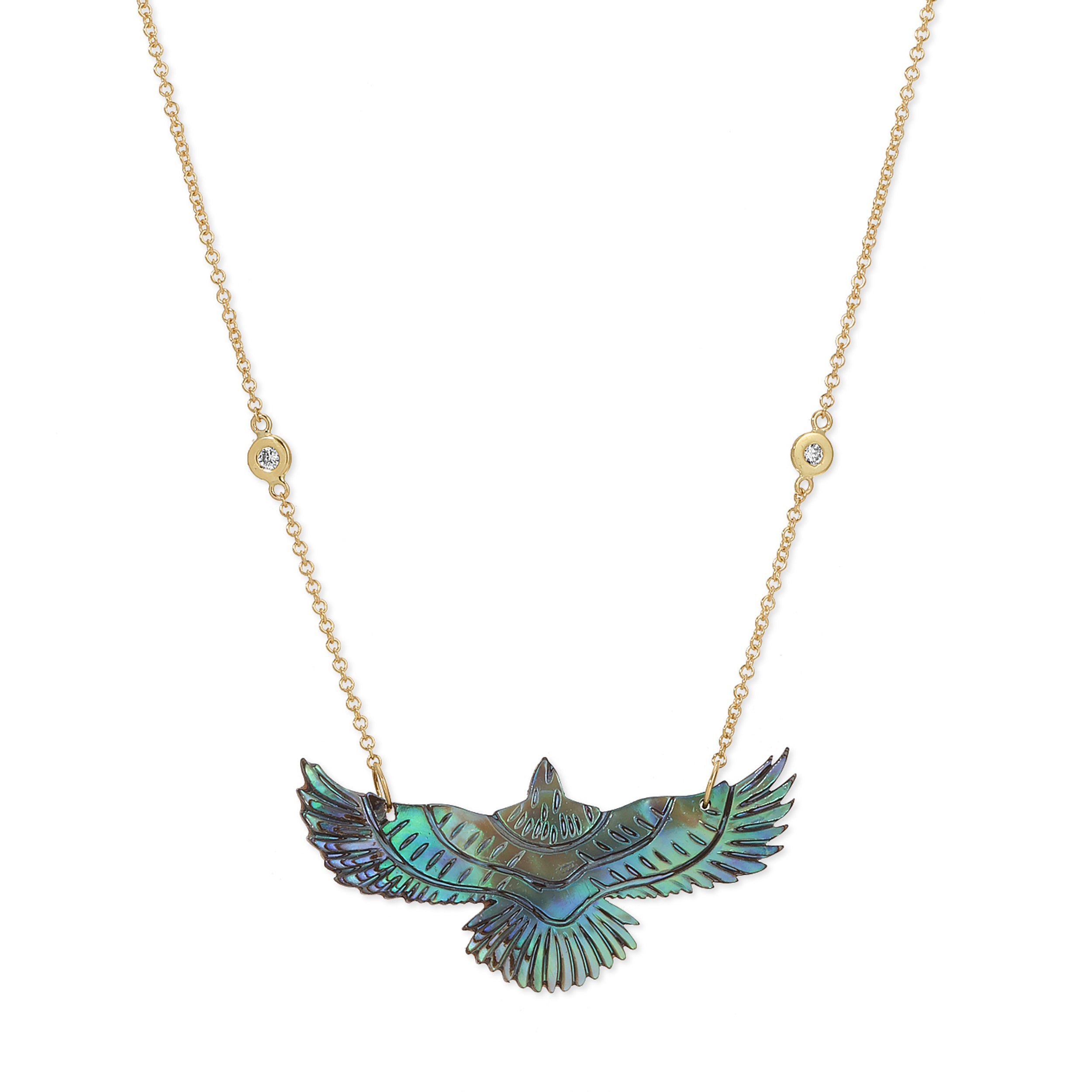 Jacquie Aiche Medium Abalone Thunderbird 2 Diamond Necklace