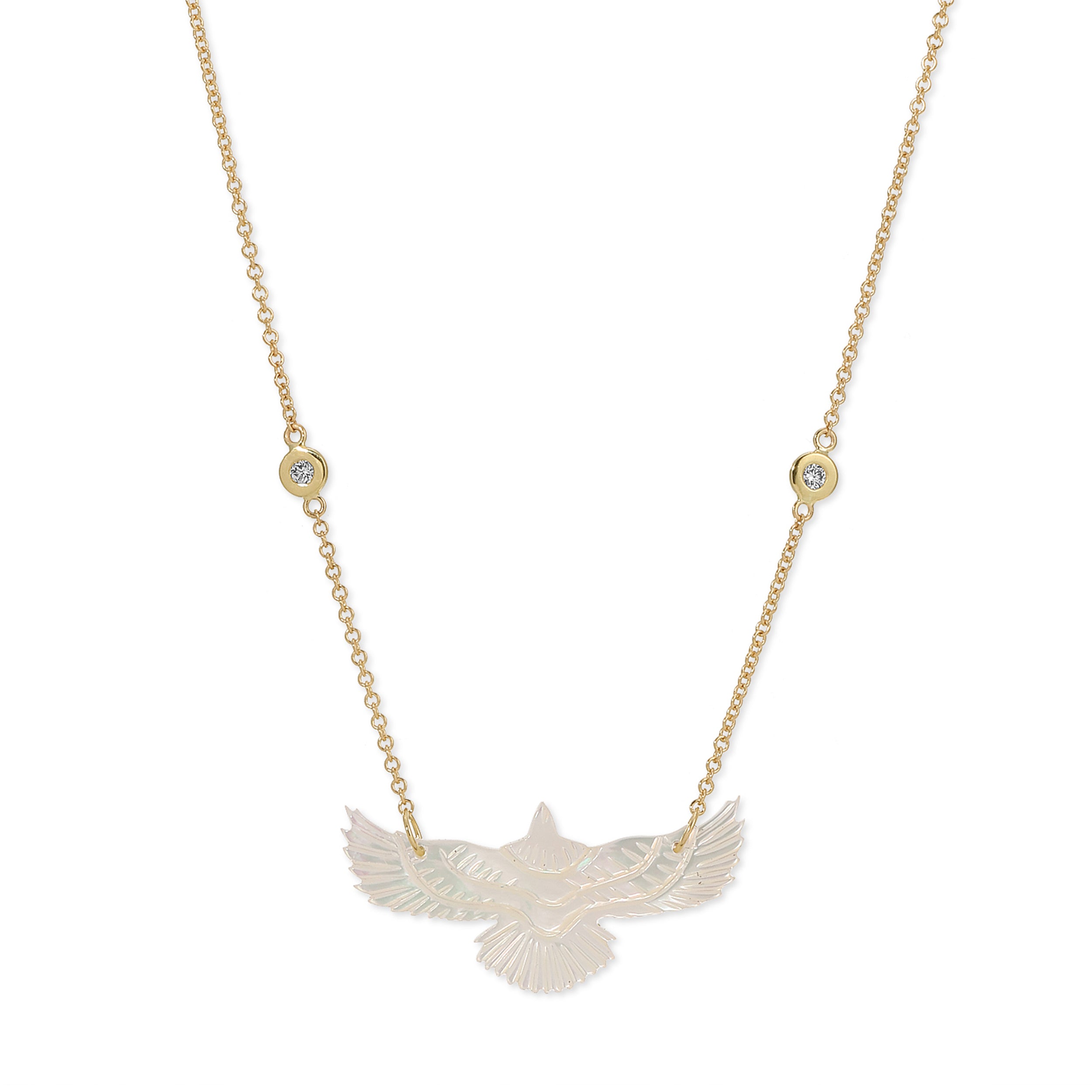 Jacquie Aiche Small Pearl Thunderbird 2 Diamond Necklace