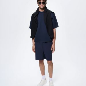 Pangaia Mens Interlock Oversized T-Shirt—Granite Navy