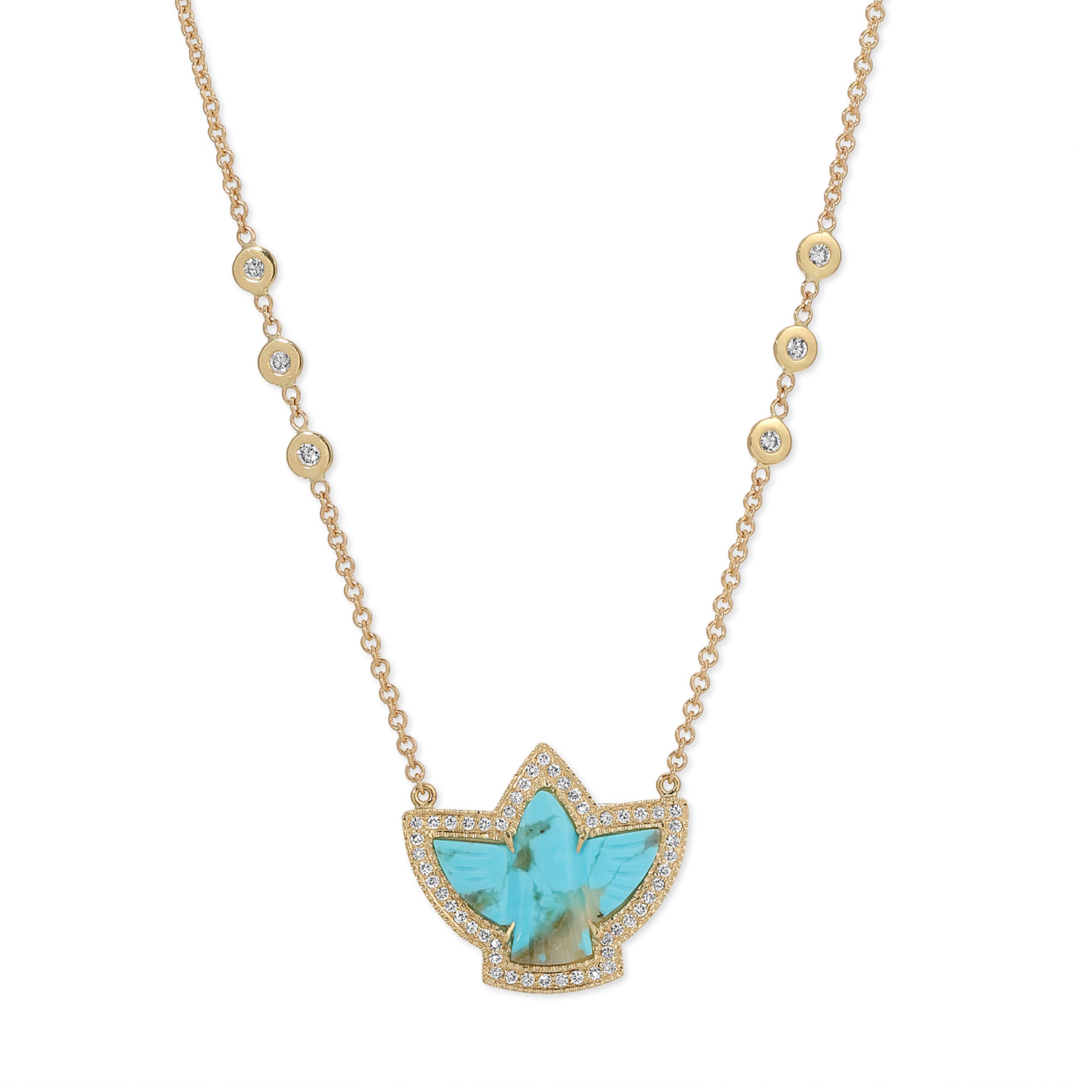 Jacquie Aiche Pave Baby Turquoise Thunderbird Necklace