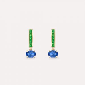 Dinny Hall Brightside Tsavorite & Blue Sapphire Drop Earrings