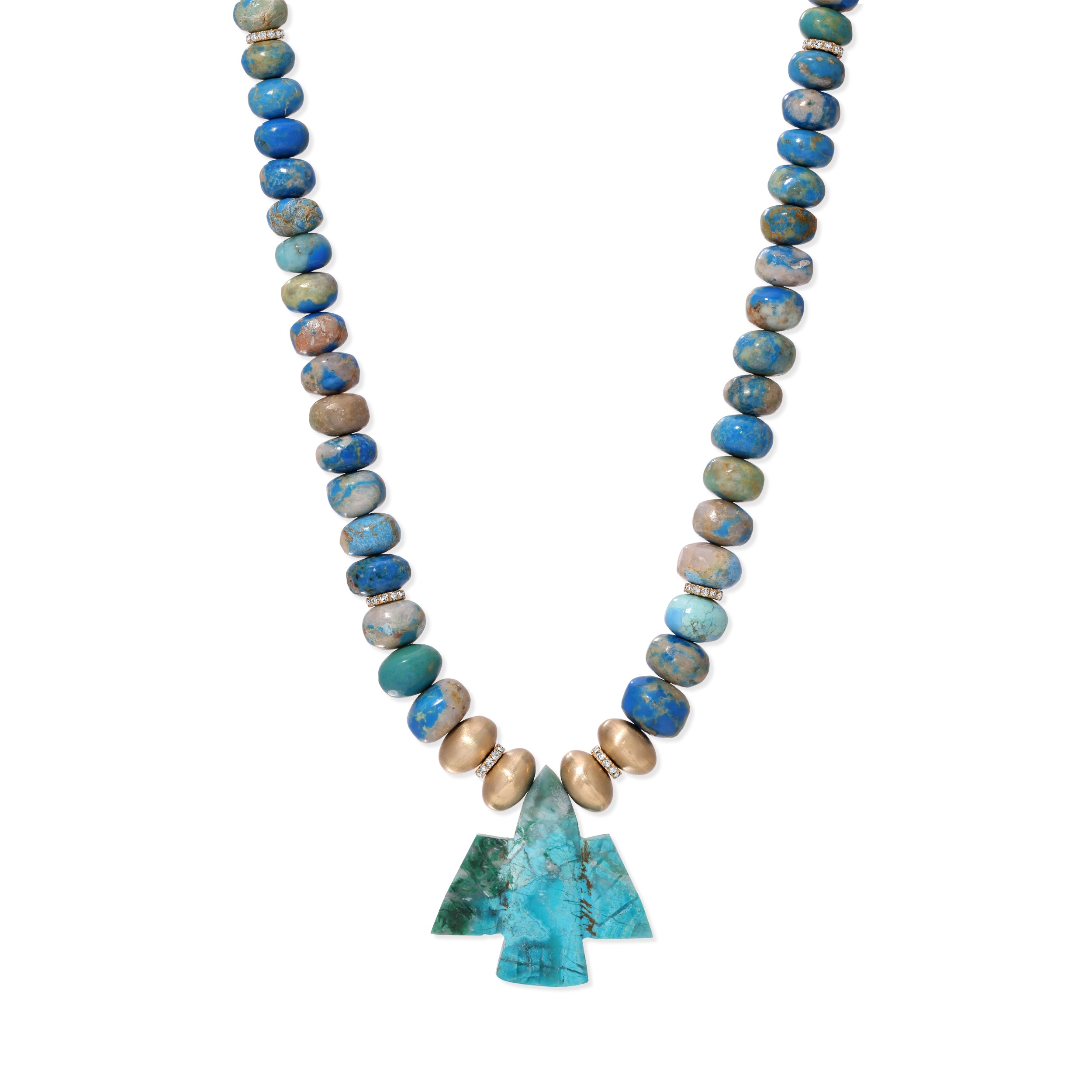 Jacquie Aiche 4 Satin Beads + Chrysocolla Thunderbird Blue Opal Beaded Necklace