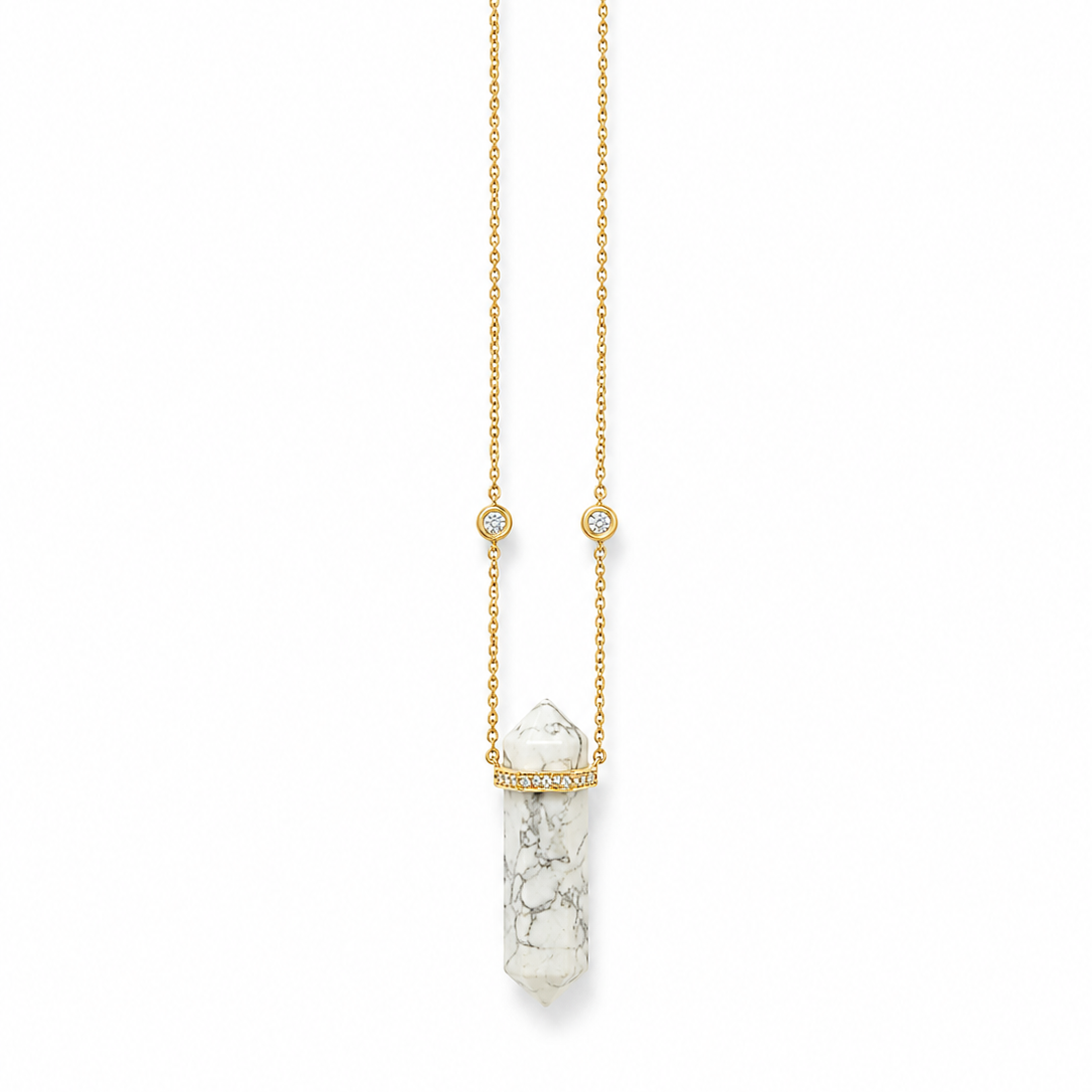 Jacquie Aiche White Marble Double Point Crystal Thin Chain Necklace