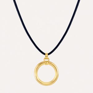 Dinny Hall Iceni Chariot Link Navy Leather Necklace
