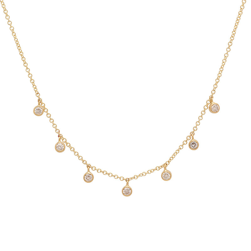 Jennifer Meyer 7 Mini Diamond Bezel Dangle Necklace