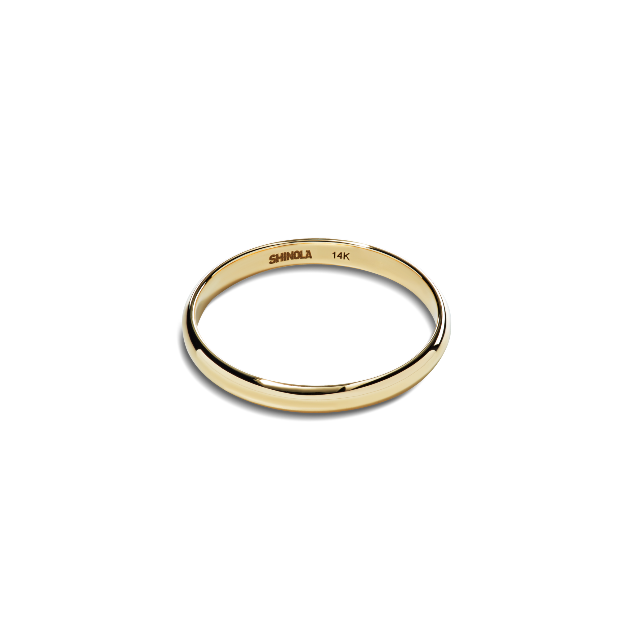 Shinola 2mm Round Yellow Gold Band
