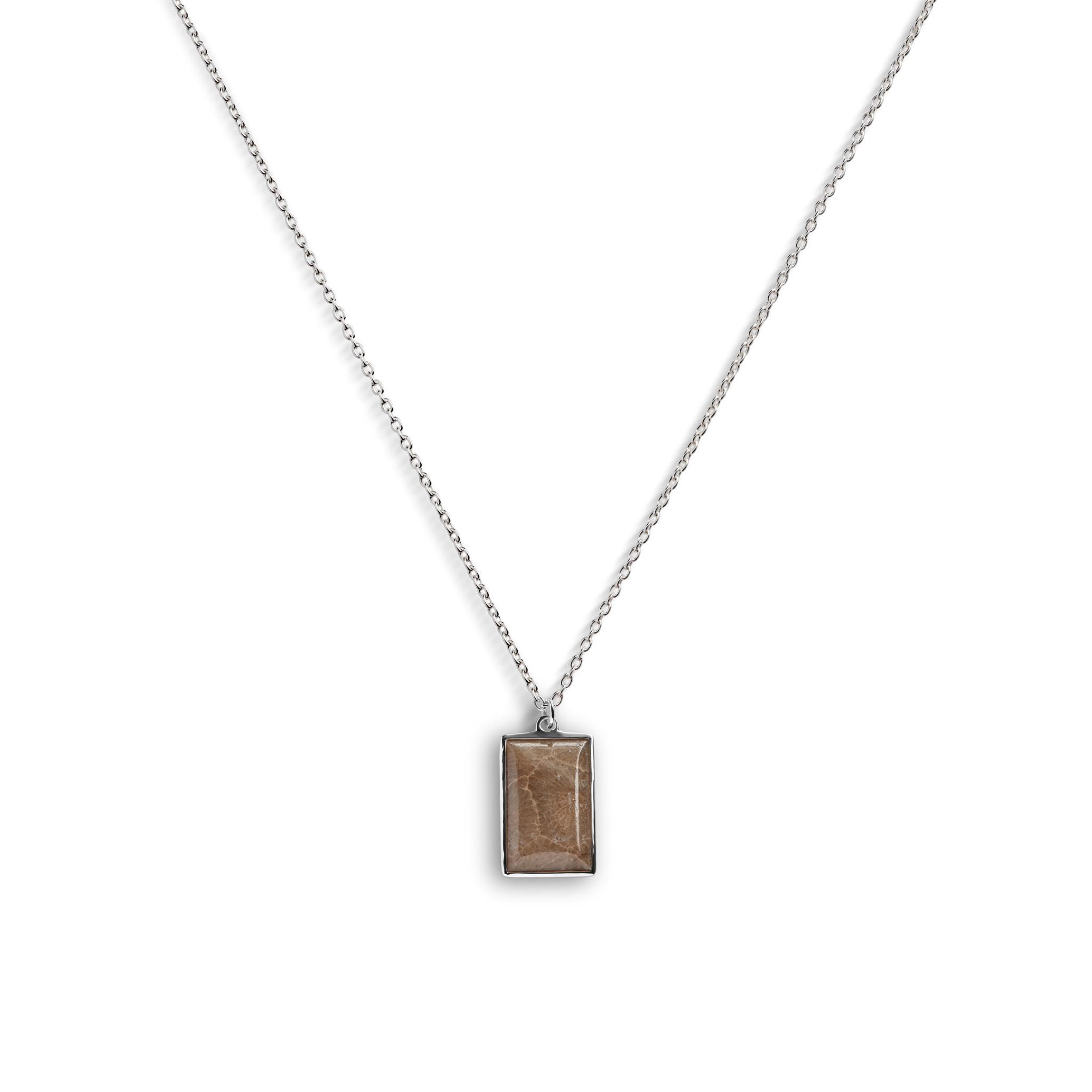 Shinola Rectangular Petoskey Stone Pendant Necklace