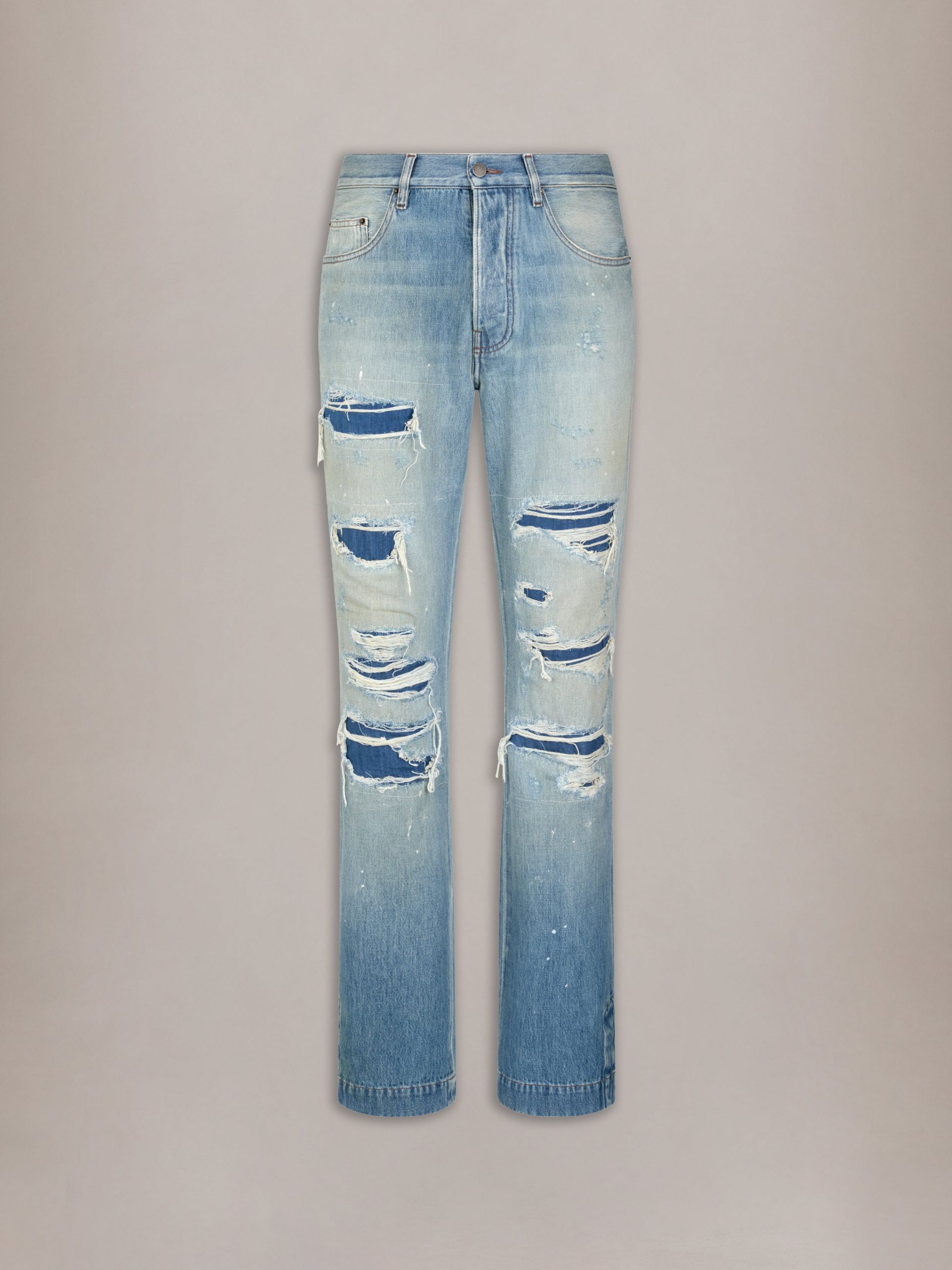 Amiri DESTROYED STRAIGHT FLARE JEAN - Ghost Indigo