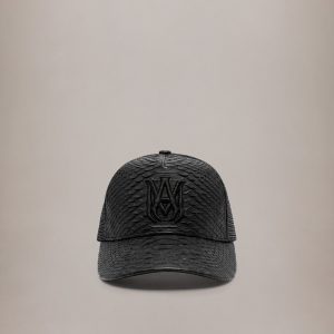 Amiri PYTHON EMBOSSED MA TRUCKER HAT - Black