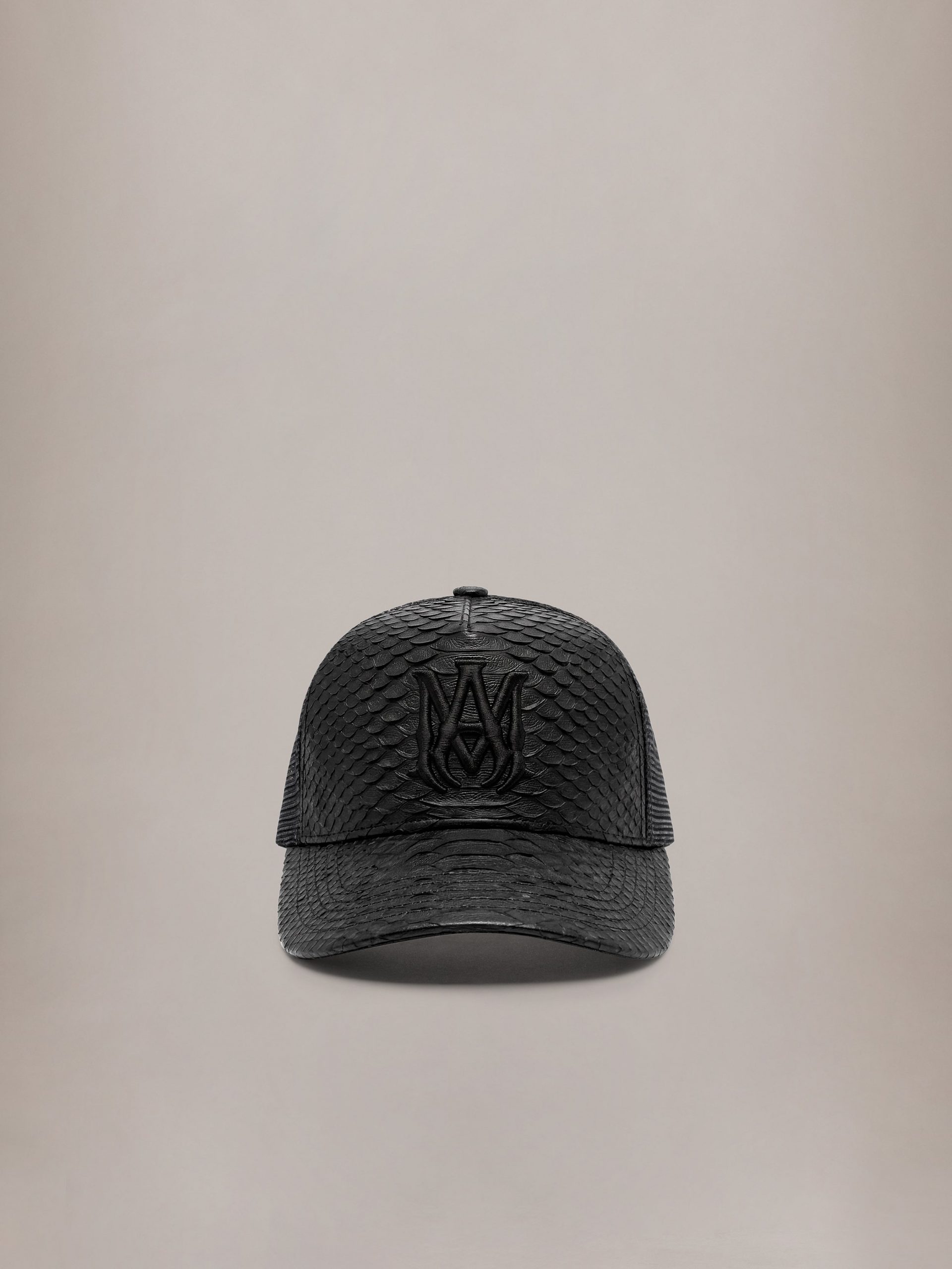 Amiri PYTHON EMBOSSED MA TRUCKER HAT - Black