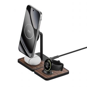 Mous Wireless Charging Stand and Pixel Watch Charger - Walnut