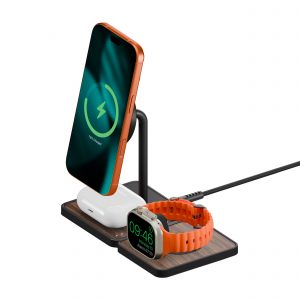 Mous Wireless Charging Stand and Apple Watch Charger - Walnut