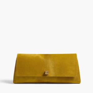 Khaite Audrey Clutch in Golden Olive Haircalf