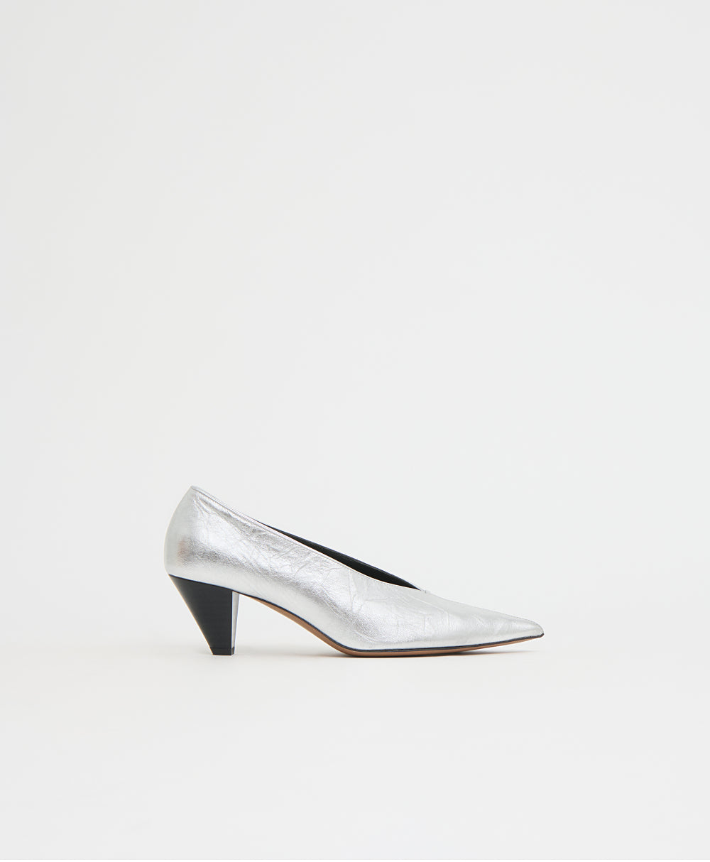 Mansurgavriel Kiki Heel - Crinkled Silver