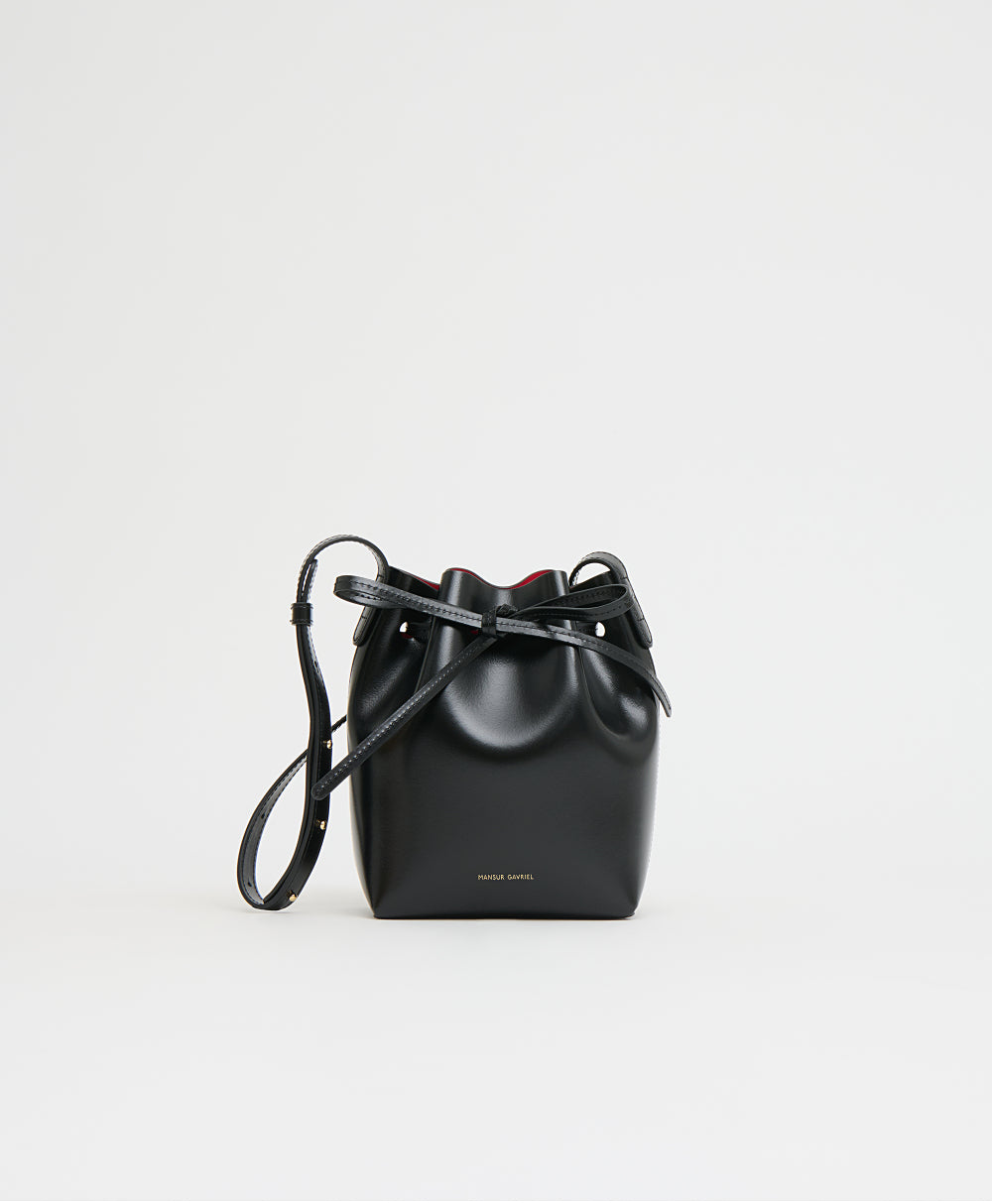 Mansurgavriel Mini Mini Bucket - Spazzolato/Black/Flamma