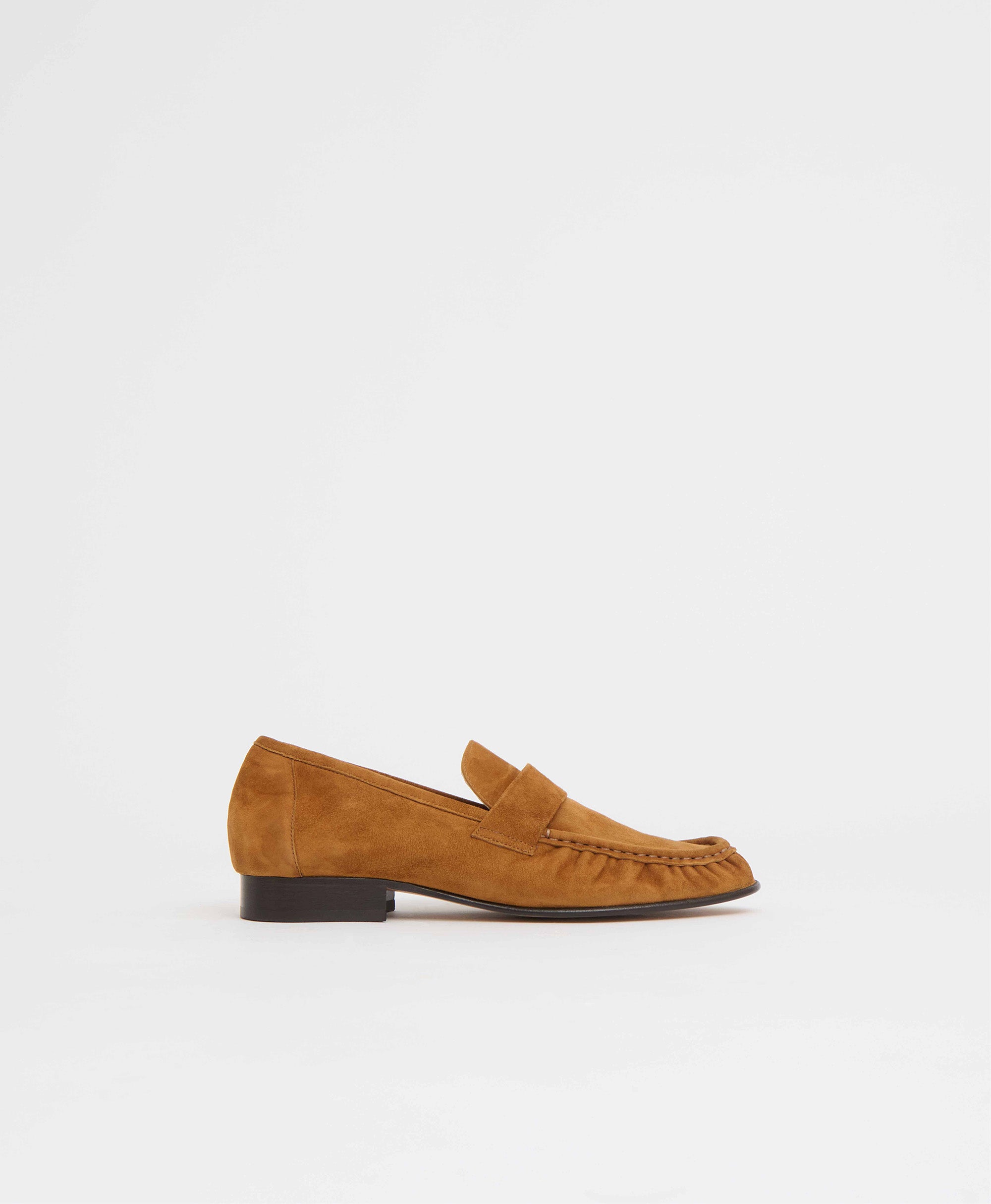 Mansurgavriel Ruched Loafer - Saddle Suede