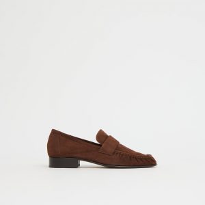 Mansurgavriel Ruched Loafer - Espresso Suede