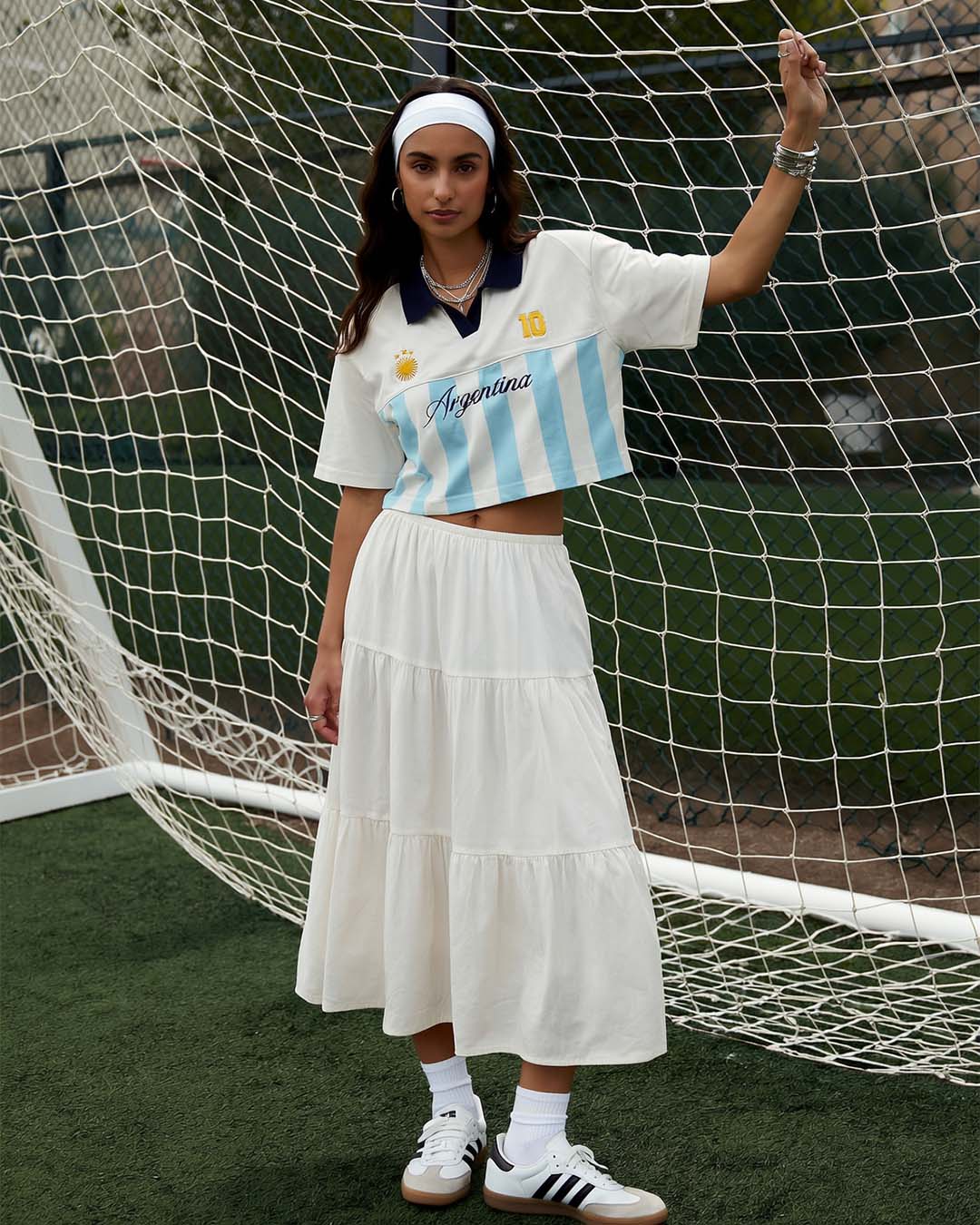 Shop Football Argentina Women's Oversized Cropped Polo
