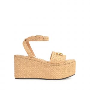 Sergio Rossi Surge Flatform Sandal - Straw
