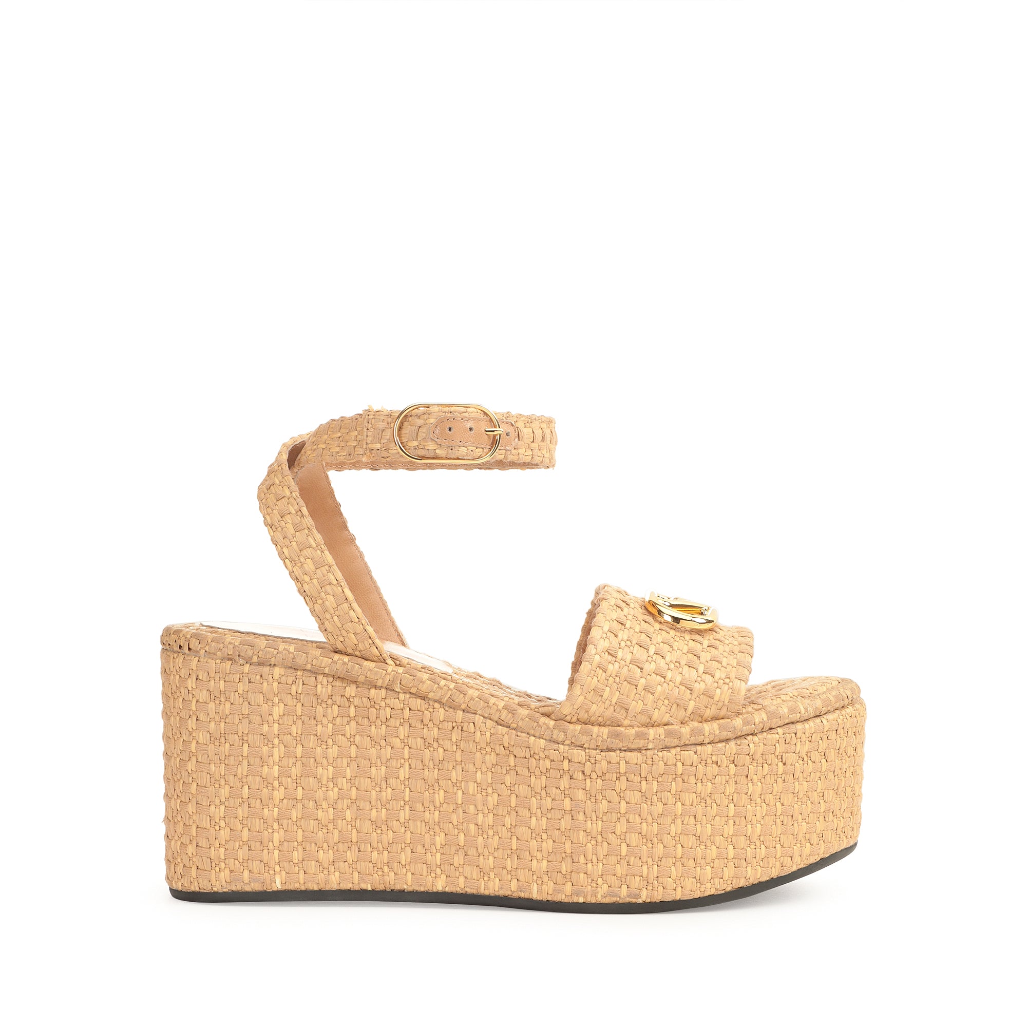 Sergio Rossi Surge Flatform Sandal - Straw