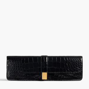 Khaite Blake Long Clutch in Black Alligator