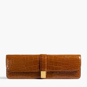 Khaite Blake Long Clutch in Dark Honey Alligator