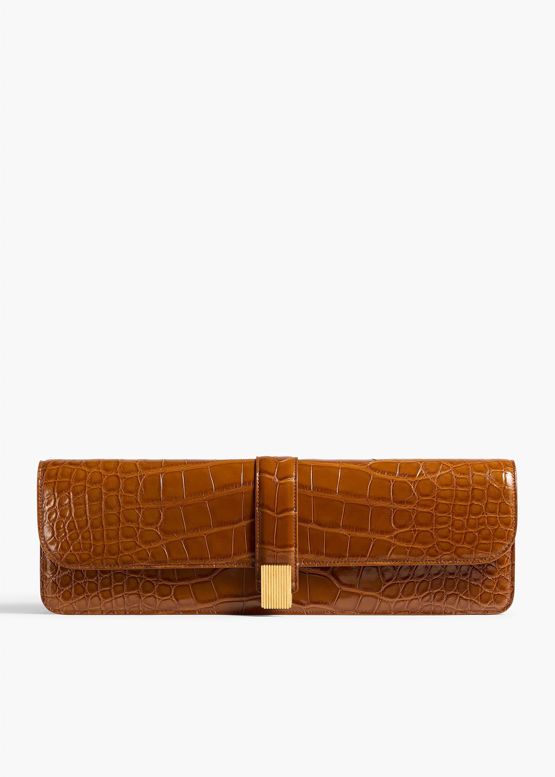 Khaite Blake Long Clutch in Dark Honey Alligator