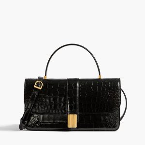 Khaite Blake Top Handle Bag in Black Alligator
