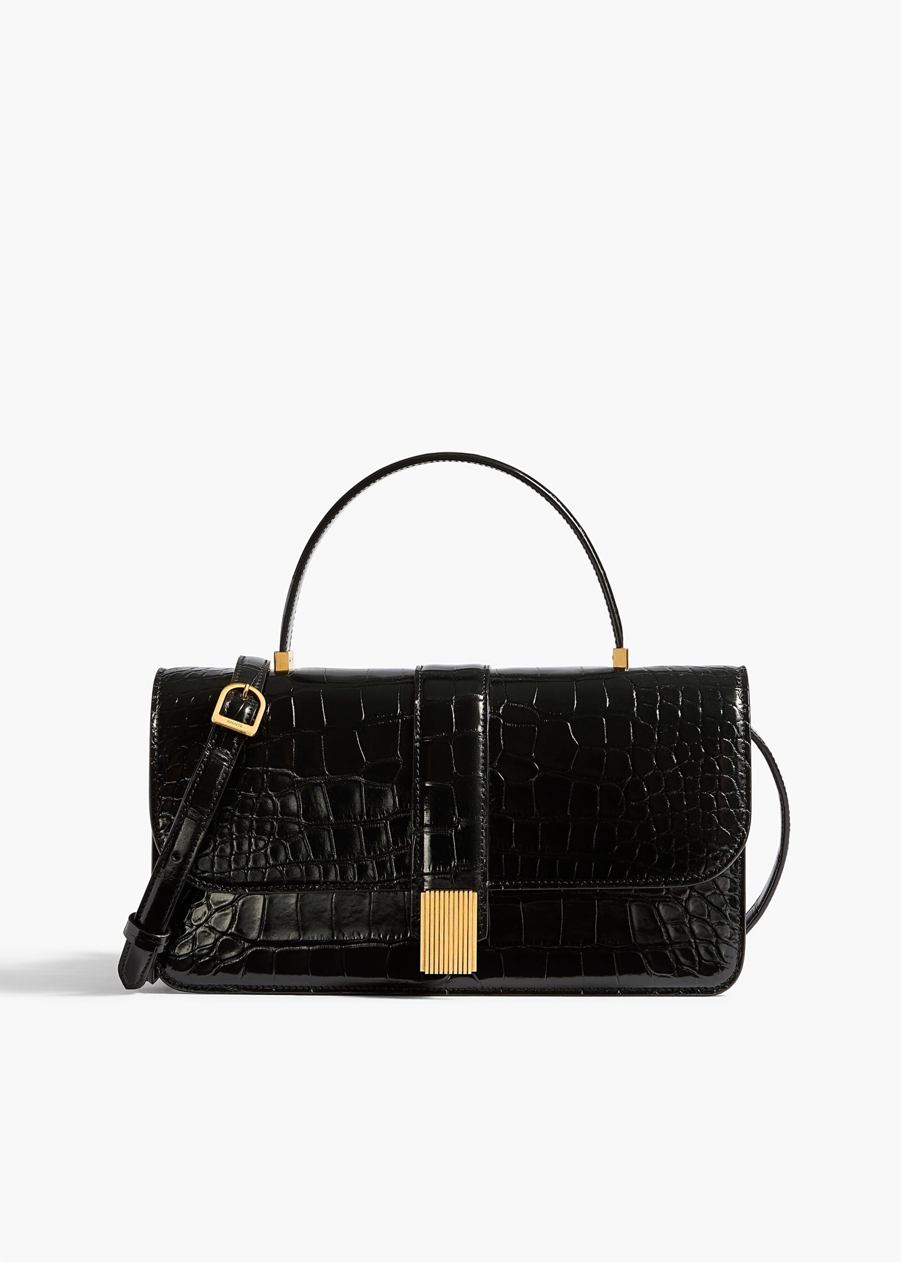 Khaite Blake Top Handle Bag in Black Alligator
