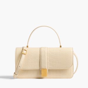 Khaite Blake Top Handle Bag in Champagne Alligator