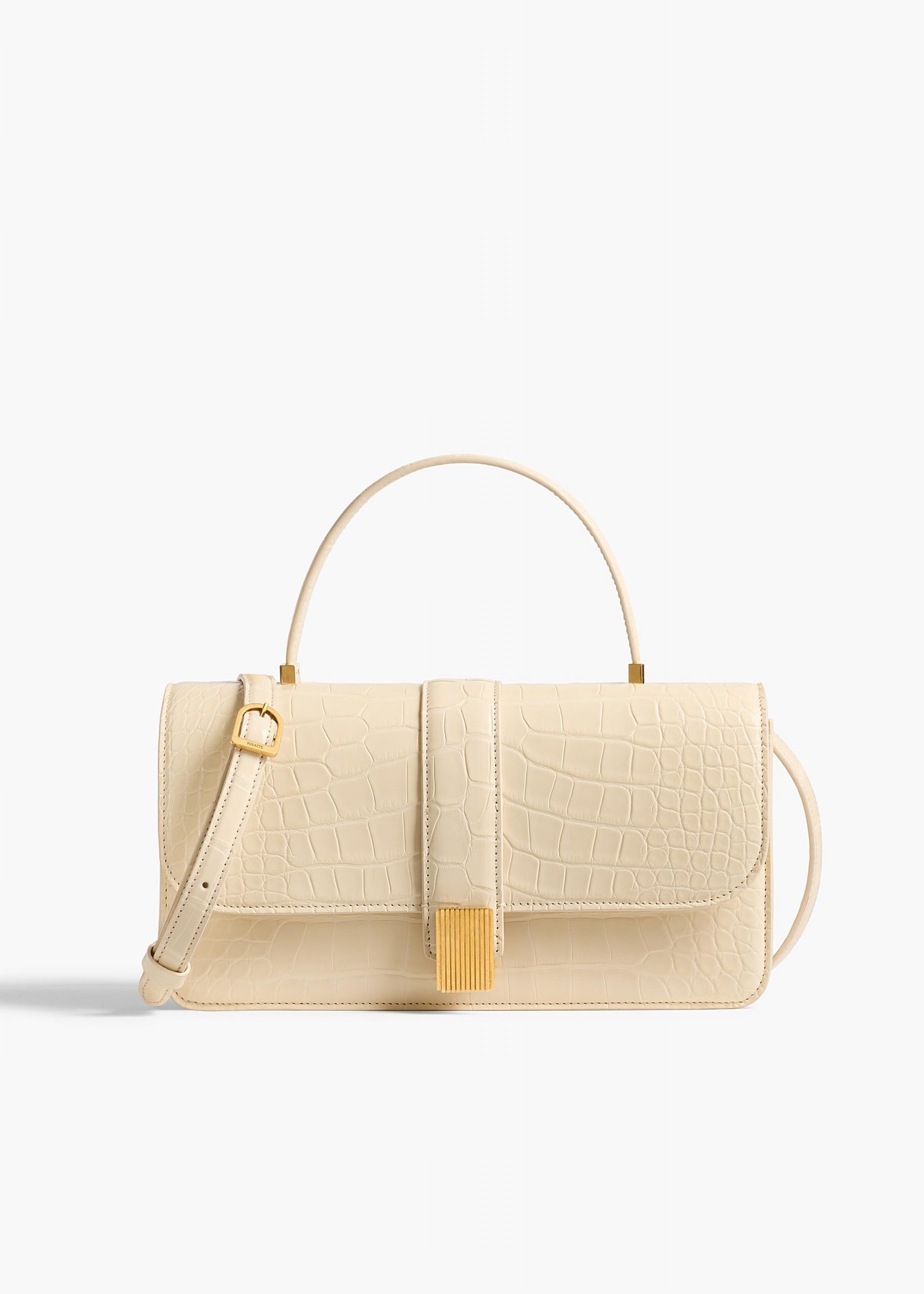 Khaite Blake Top Handle Bag in Champagne Alligator