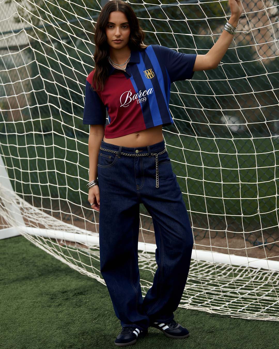 Shop Football Blaugrana Women's Oversized Cropped Polo