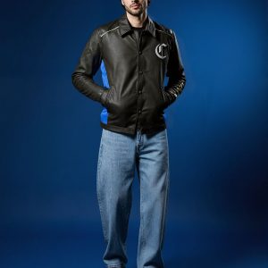 Shop Football Blue Lions Pure Leather Jacket