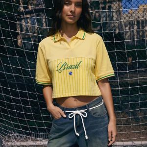 Shop Football Brazil Women's Oversized Cropped Polo
