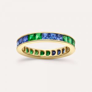 Dinny Hall Brightside Tsavorite & Blue Sapphire Eternity Ring