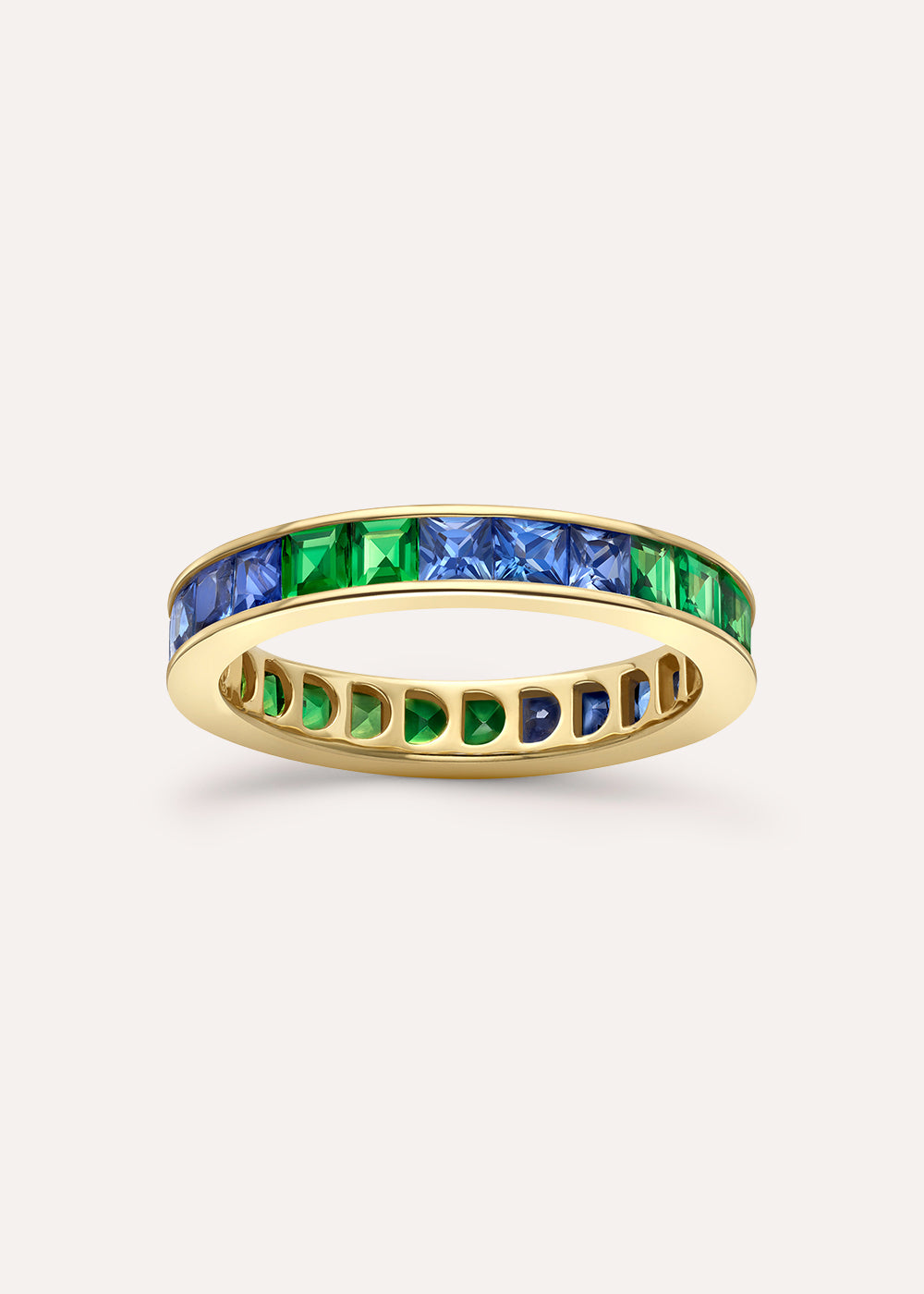 Dinny Hall Brightside Tsavorite & Blue Sapphire Eternity Ring
