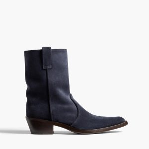 Khaite Clive Ankle Boot in Midnight Navy Suede