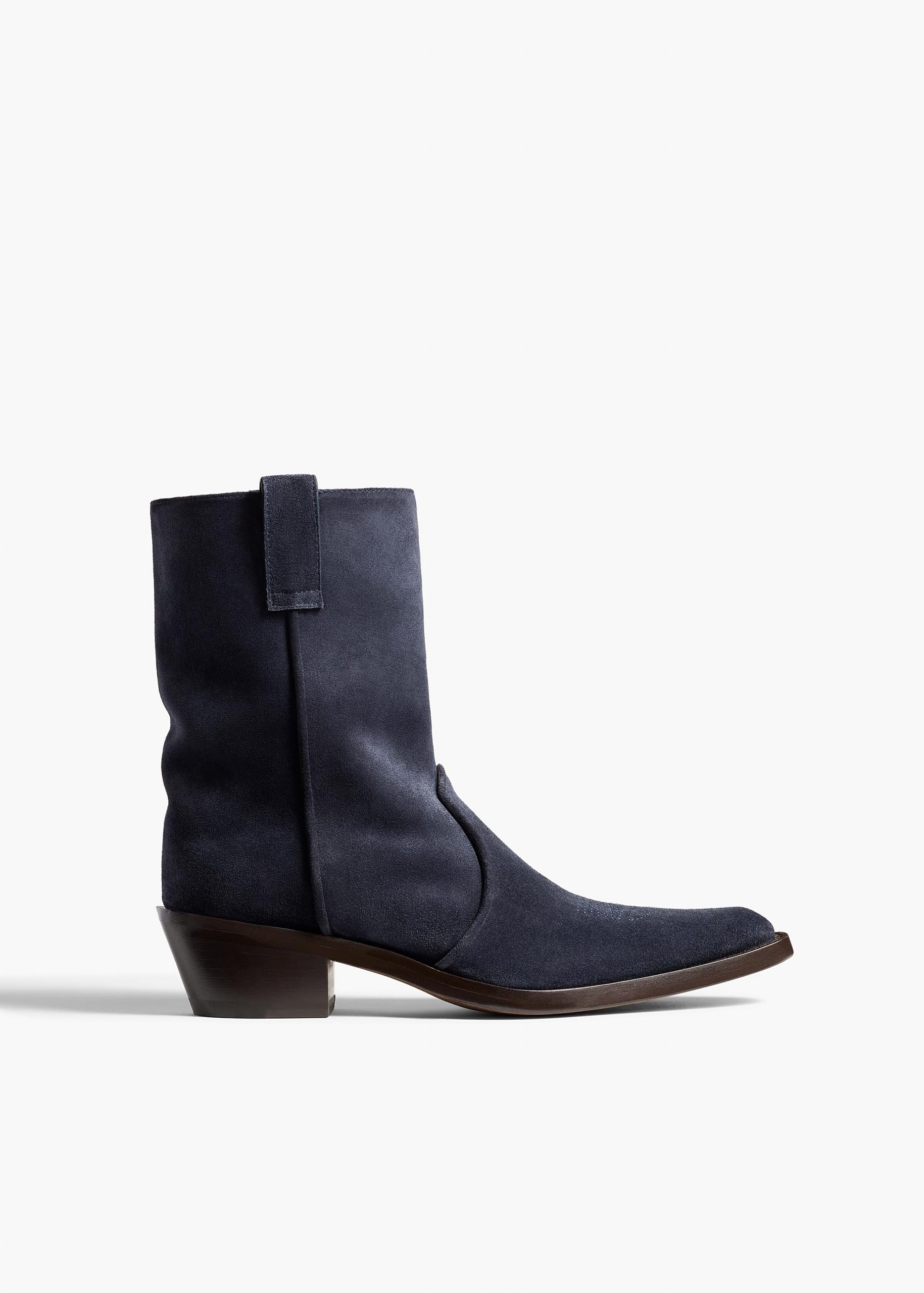 Khaite Clive Ankle Boot in Midnight Navy Suede
