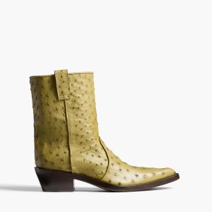 Khaite Clive Ankle Boot in Olive Ostrich