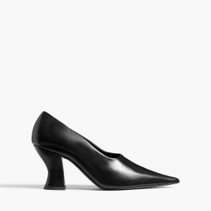 Khaite Colleen Pump in Black Glazed Leather
