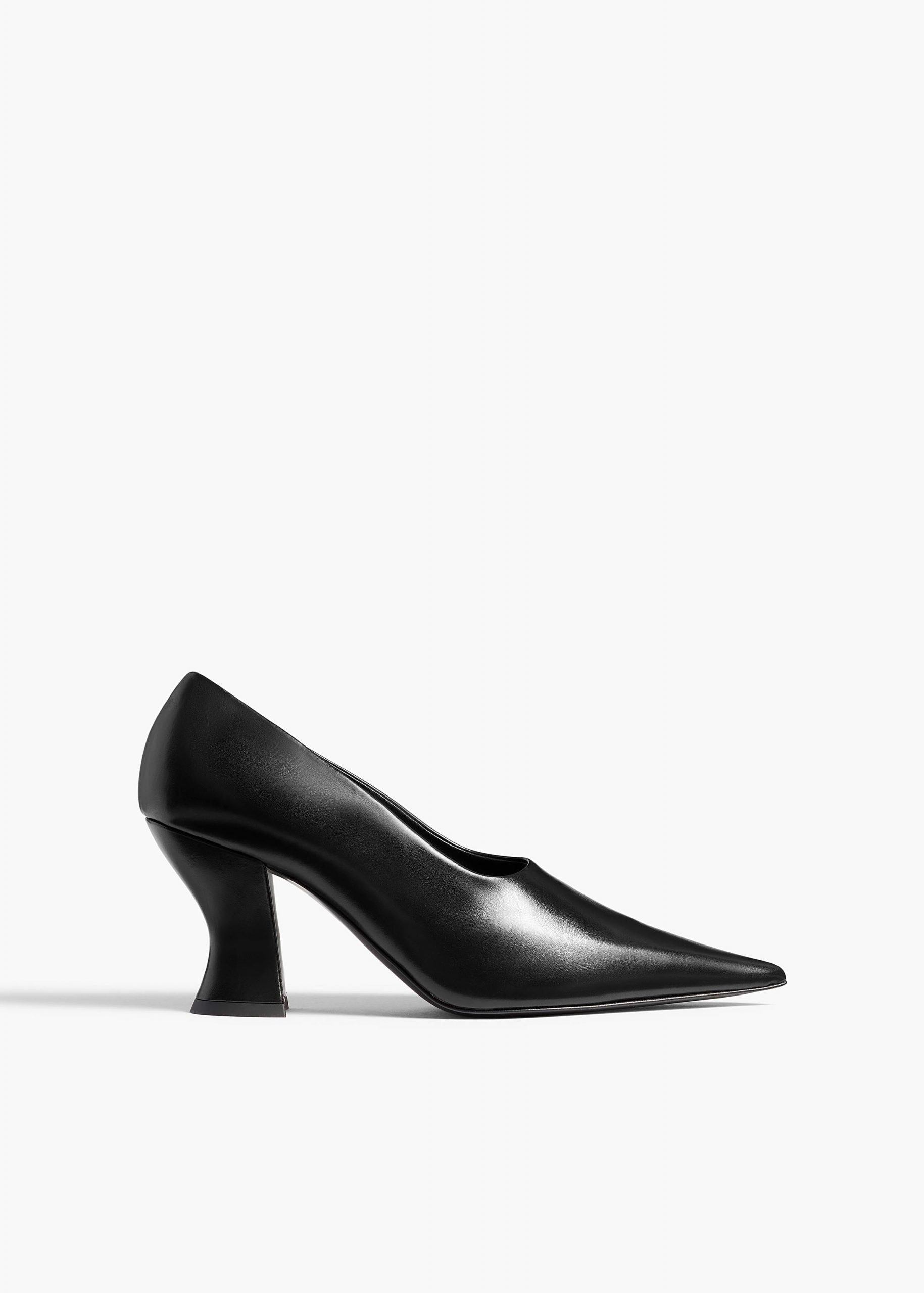 Khaite Colleen Pump in Black Glazed Leather