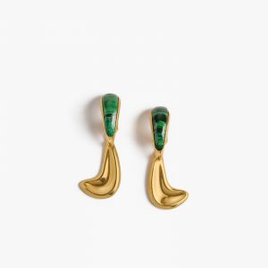 Khaite Cyclone Earrings in Antique Gold with Green