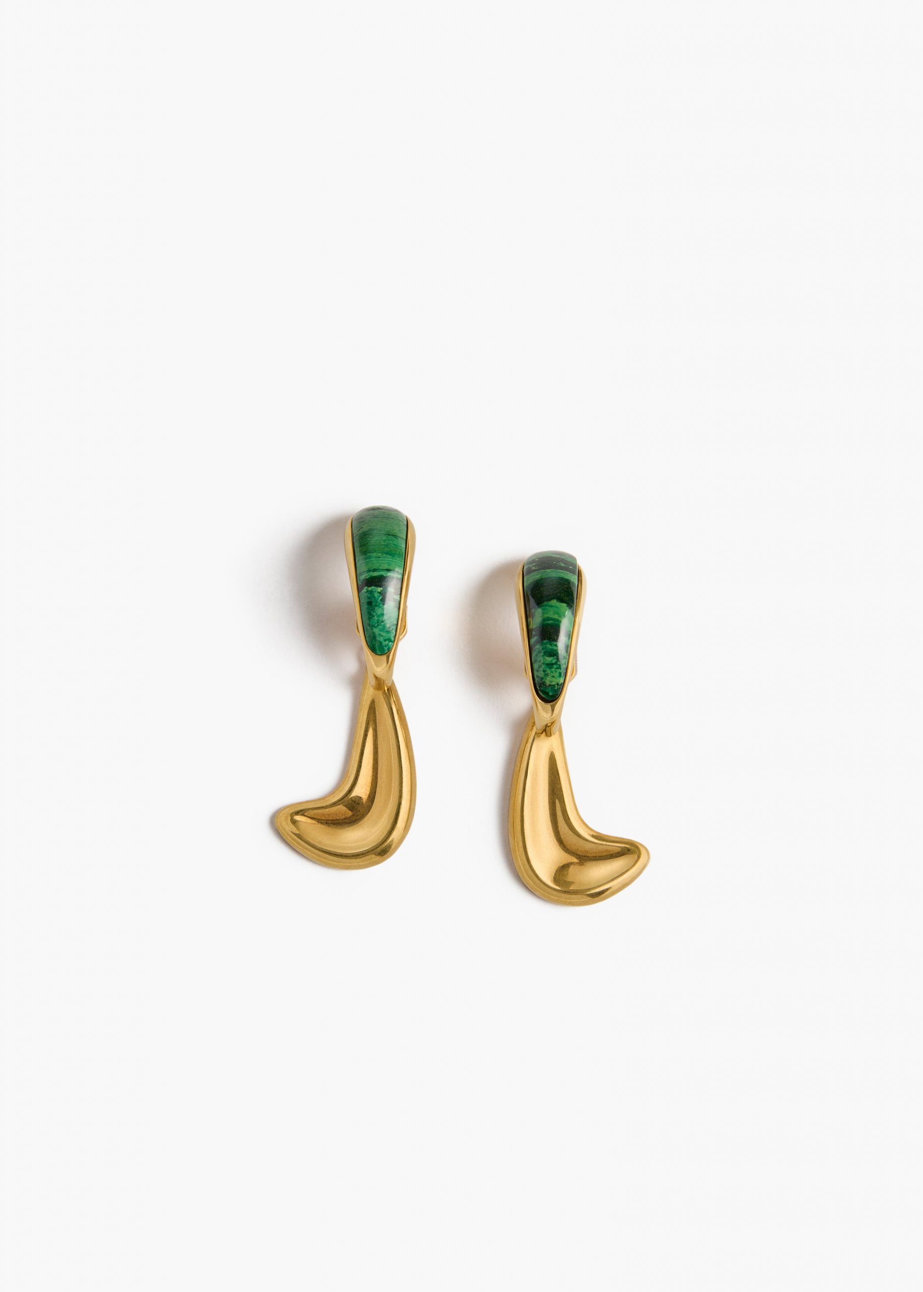 Khaite Cyclone Earrings in Antique Gold with Green