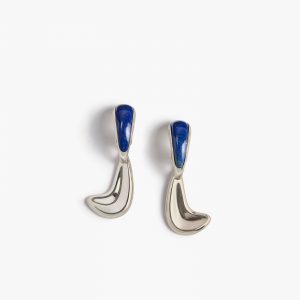 Khaite Cyclone Earrings in Silver with Blue