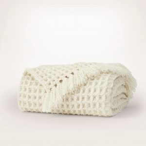Bollandbranch Grand Waffle Merino Wool Throw Blanket - Cream