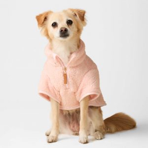 The Foggy Dog Pink Quarter-Zip Sherpa Dog Jacket