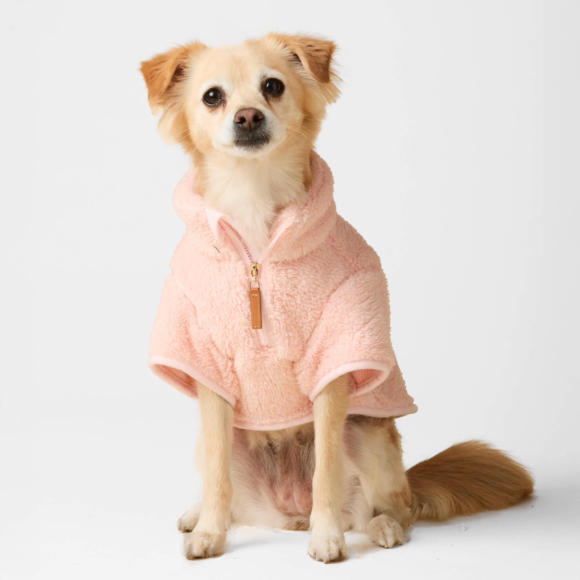 The Foggy Dog Pink Quarter-Zip Sherpa Dog Jacket