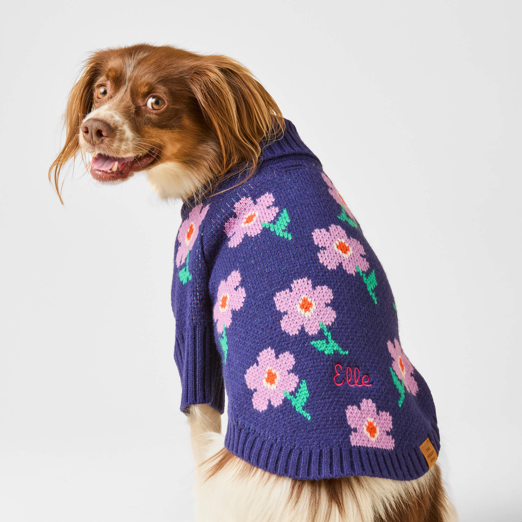 The Foggy Dog Purple Posies Dog Sweater